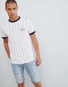 Another Influence Retro Ringer T-shirt England - White