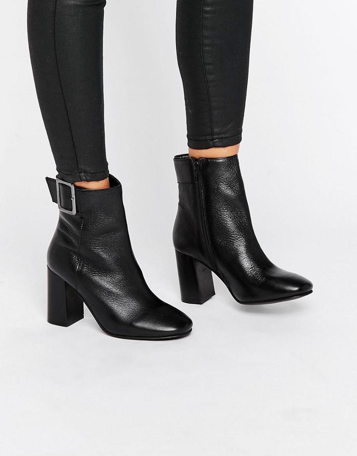 Miss Selfridge Square Buckle Boot - Black