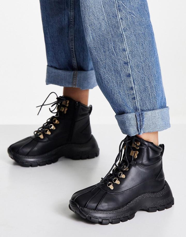 Asos Design Adjective Sporty Hiker Boots In Black