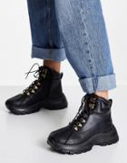 Asos Design Adjective Sporty Hiker Boots In Black