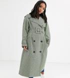 Asos Design Petite Micro Check Coat With Statement Belt-multi