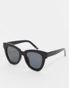Asos Design Chunky Flare Cat Eye Sunglasses-black