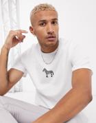 New Love Club Zebra Print T-shirt In White