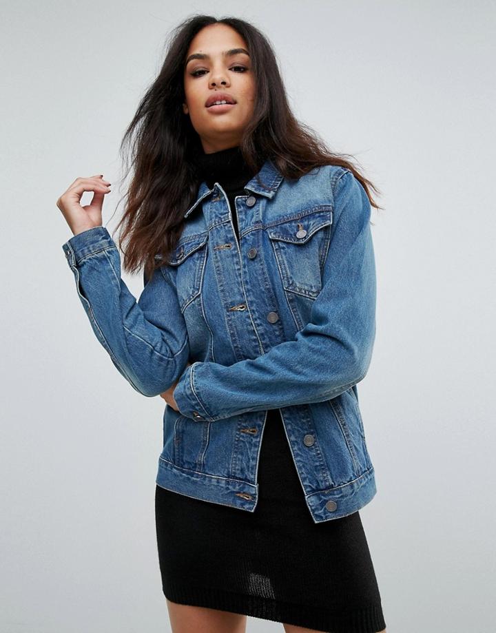 Brave Soul Denim Boyfriend Jacket - Blue