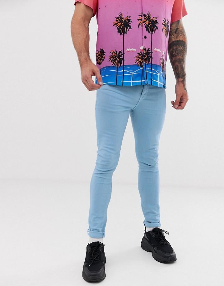 Asos Design Super Skinny Jeans In Baby Blue