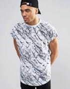 Asos Oversized Sleeveless T-shirt With Cracked Marble Print - White