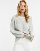 New Look Long Line Sweater In Gray