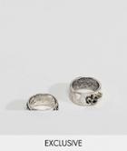 Reclaimed Vintage Inspired Silver Band Ring In 2 Pack Exclusive To Asos - Silver