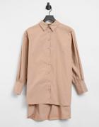 Love & Other Things Oversized Shirt In Stone-neutral