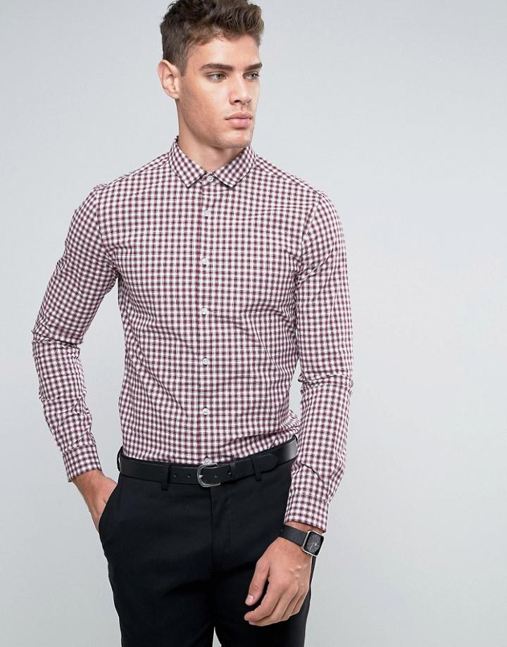 Asos Skinny Gingham Check Shirt - Red