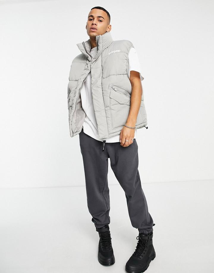 Sixth June Padded Vest In Light Gray-green