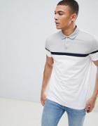 Asos Design Polo Shirt With Cut And Sew Panels In White - White