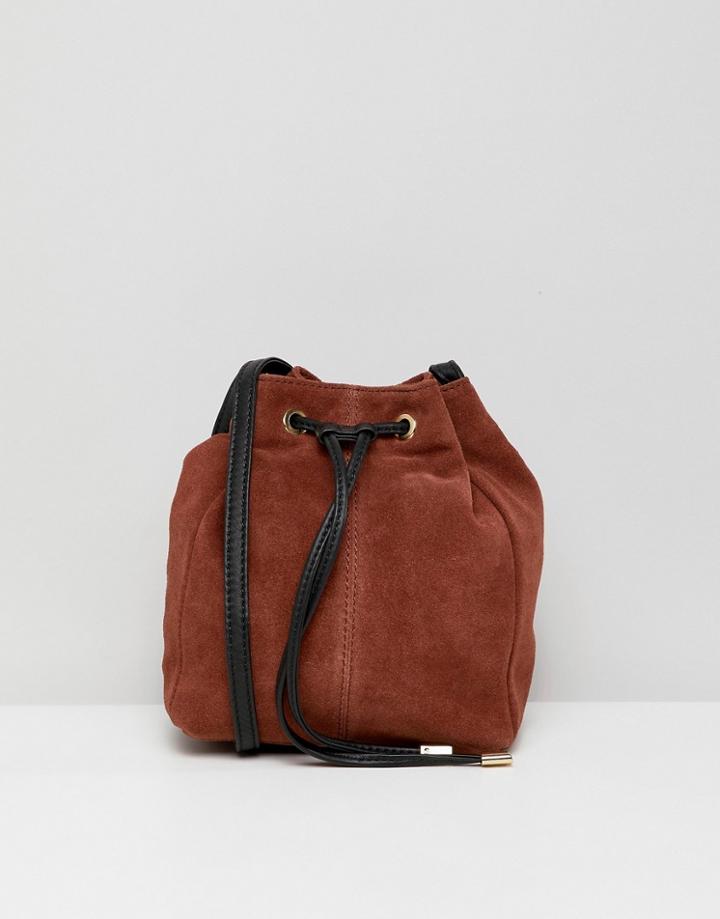 Asos Design Suede Duffle Bag - Red