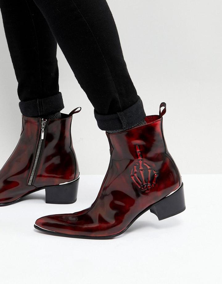 Jeffery West Sylvian Skeleton Boots - Red