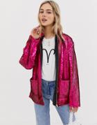 Asos Design Sequin Jacket-pink