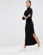 Pieces Pica Ribbed Maxi Skirt - Black