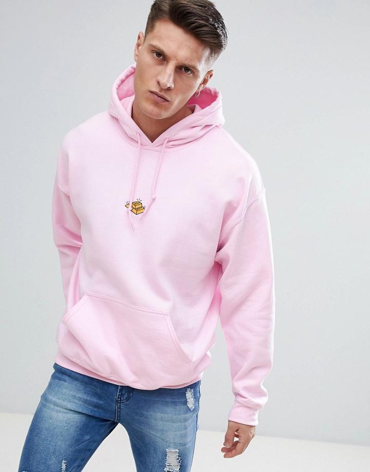 New Love Club Embroidered Gold Hoodie - Pink