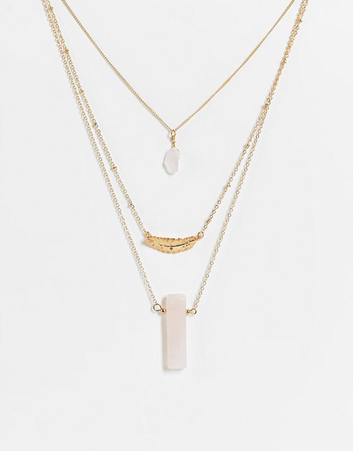 Svnx Gold Necklace With Rose Crystal Details