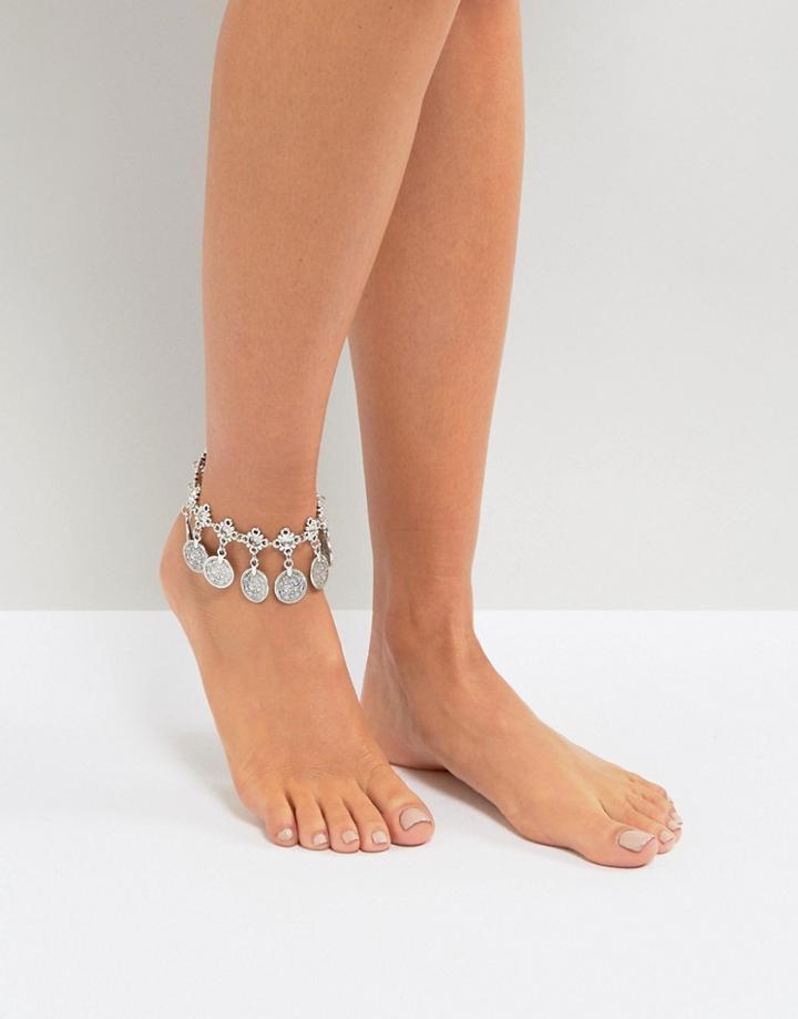 Designb Coin Detail Festival Anklet - Silver