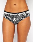 Panache Erica Classic Bikini Bottom - Black/ivory Print