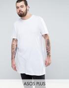 Asos Plus Super Longline T-shirt With Crew Neck - White