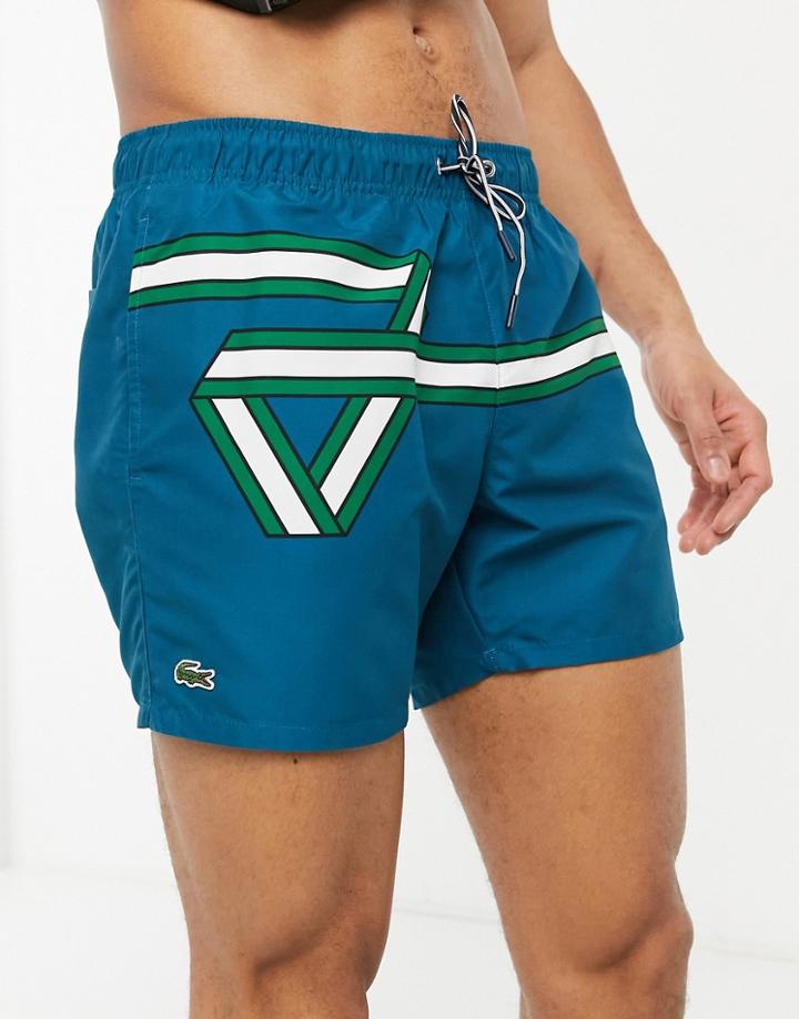 Lacoste Ribbon Print Light Quick-dry Swim Shorts-navy