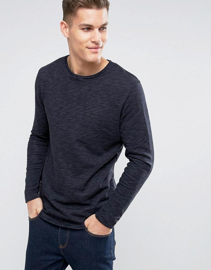 Jack & Jones Curved Hem Milange Sweat - Navy