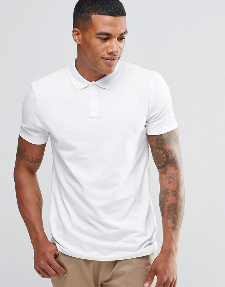 New Look Jersey Polo Shirt In White - White