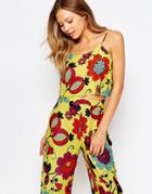 Love Crop Cami Top In Bright Floral - Yellow