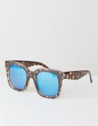 Prettylittlething Mirrored Lens Tortoise Frame Sunglasses - Brown