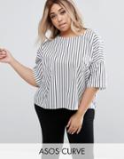 Asos Curve Oversized Cotton Top In Stripe - Multi