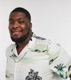 New Look Plus & Tall Vintage Tropical Slub Short Sleeve Shirt In White