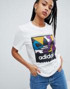 Adidas Skateboarding Multi Color Trefoil Logo T-shirt In White - White