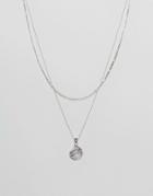 Chained & Able Sovereign Mini Medallion Layer Necklace In Silver Exclusive To Asos - Silver