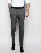 Asos Slim Suit Pants In Gray Harris Tweed - Gray