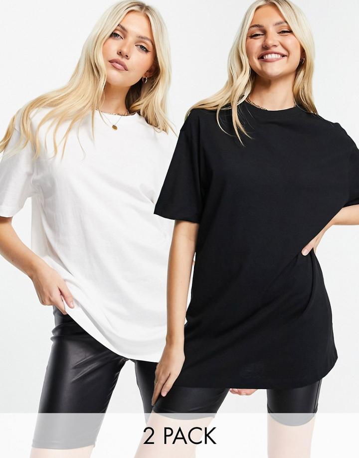 New Look 2 Pack Boyfriend Tee In Black & White