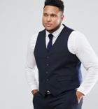 Harry Brown Plus Plain Stretch Slim Suit Vest - Navy