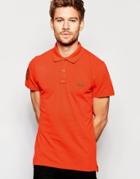 Blend Polo Slim Fit Washed Pique Logo Embroid In Red - Paprika Red