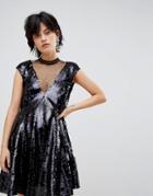 Free People Dance Till Dawn Ombre Sequined Dress-black