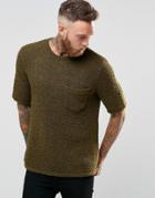 Asos Knitted Oversized T-shirt In Teddy Yarn - Green