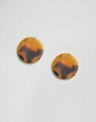 Asos Tortoise Disc Studs - Brown