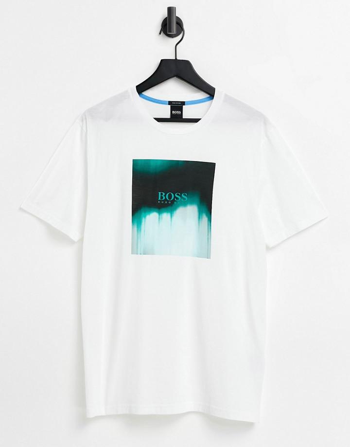 Boss Tiris Blurred Block Logo T-shirt In White