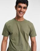 Topman Longline Fit T-shirt In Khaki-green