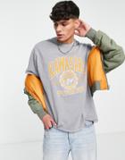 New Look Oversized T-shirt With Varsity Print In Mid Gray