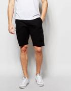 Blend Cargo Shorts Straight Fit In Washed Black - Black