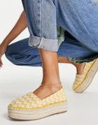 Asos Design Jala Flatform Toe-cap Espadrilles In Yellow Print