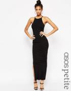 Asos Petite Maxi Dress With 90s High Neck - Black