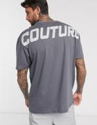 The Couture Club Oversized Print T-shirt In Gray