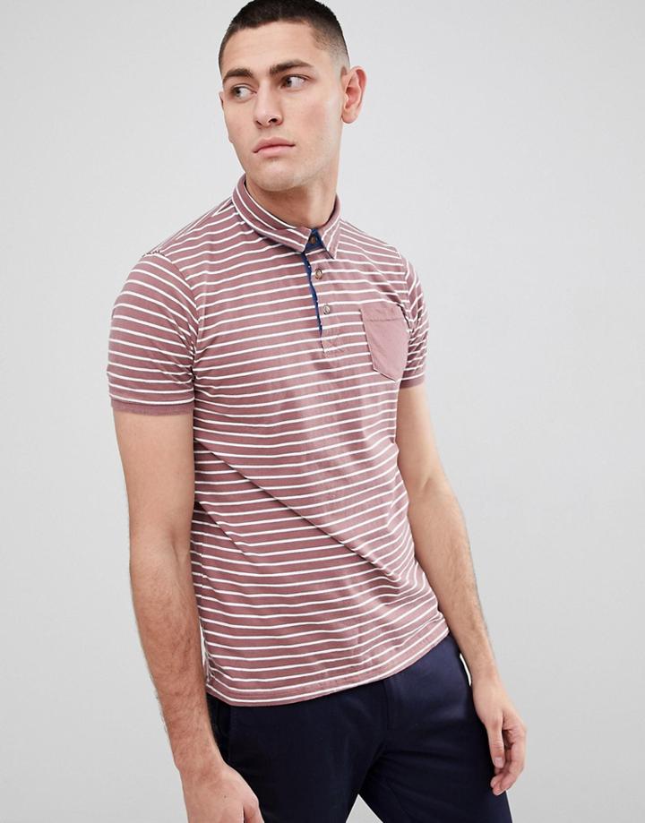 Brave Soul Stripe Polo Shirt - Red
