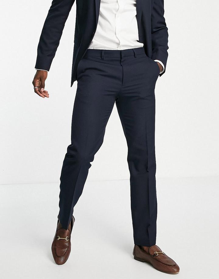 Topman Slim Suit Pants In Navy